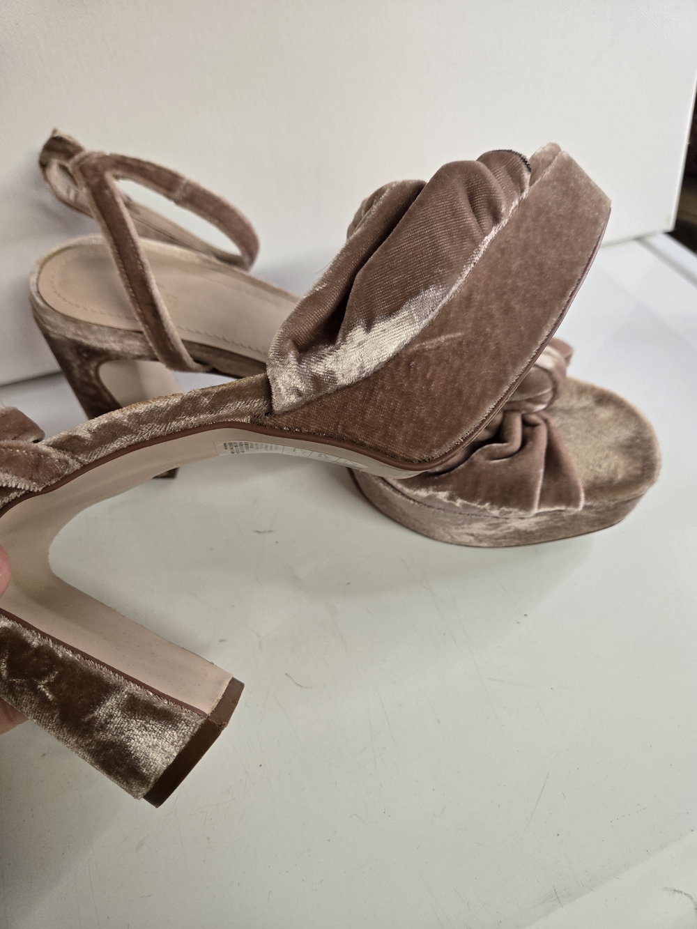 H&M Taupe Velvet Knot Platform Sandals - Picture 5 of 11